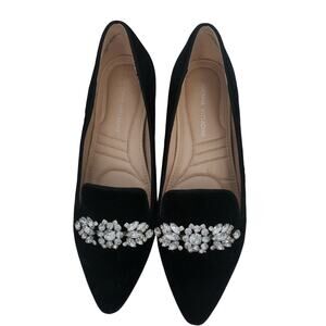 6.5 Adrienne Vittadini black suede kitten heel with jeweled front